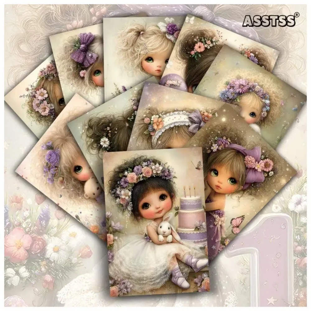 NWT 20pc Vintage Birthday Girl Postcards Junk Journal Craft Ephemera Baby Shower
